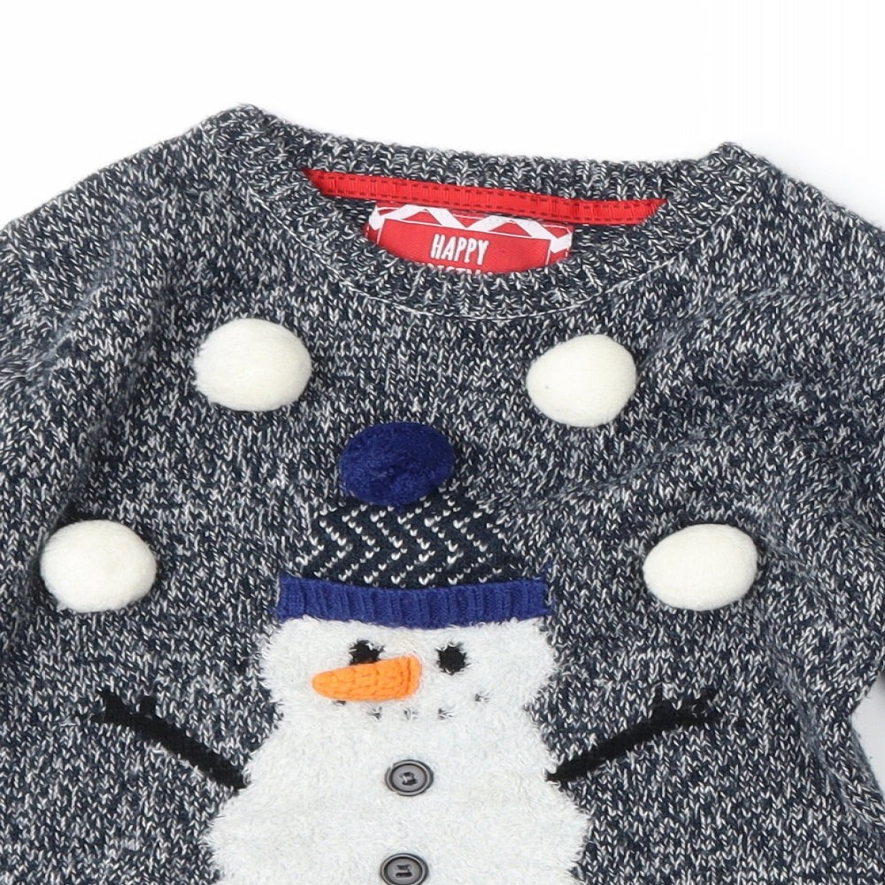 Primark Boys Blue   Pullover Jumper Size 5-6 Years  - Christmas Snowman