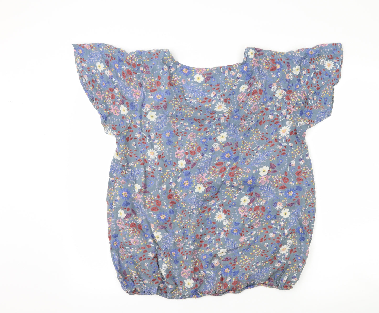 nomads Womens Blue Floral  Basic T-Shirt Size 14