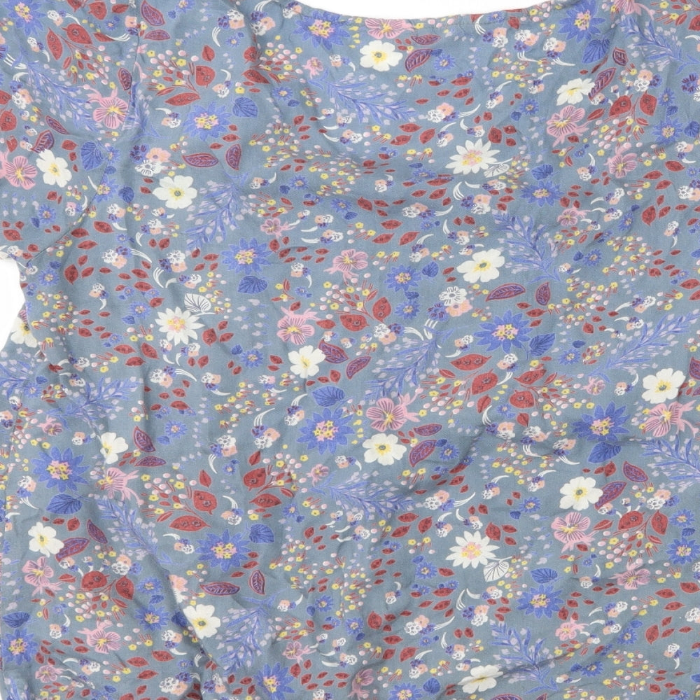 nomads Womens Blue Floral  Basic T-Shirt Size 14