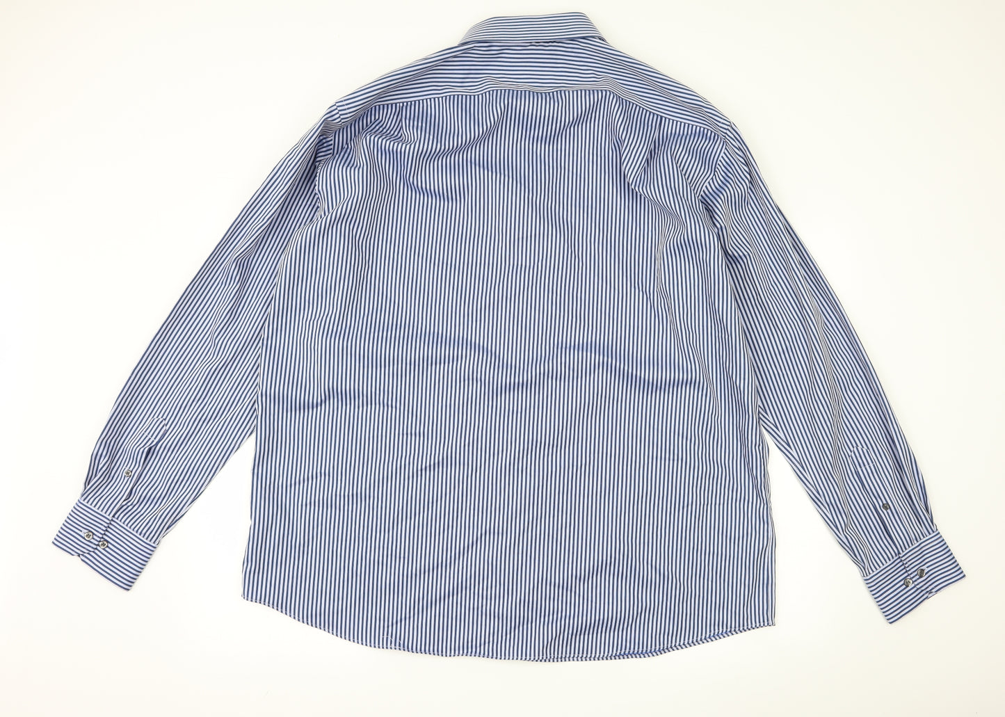 Marks and Spencer Mens Blue Striped   Dress Shirt Size 18.5