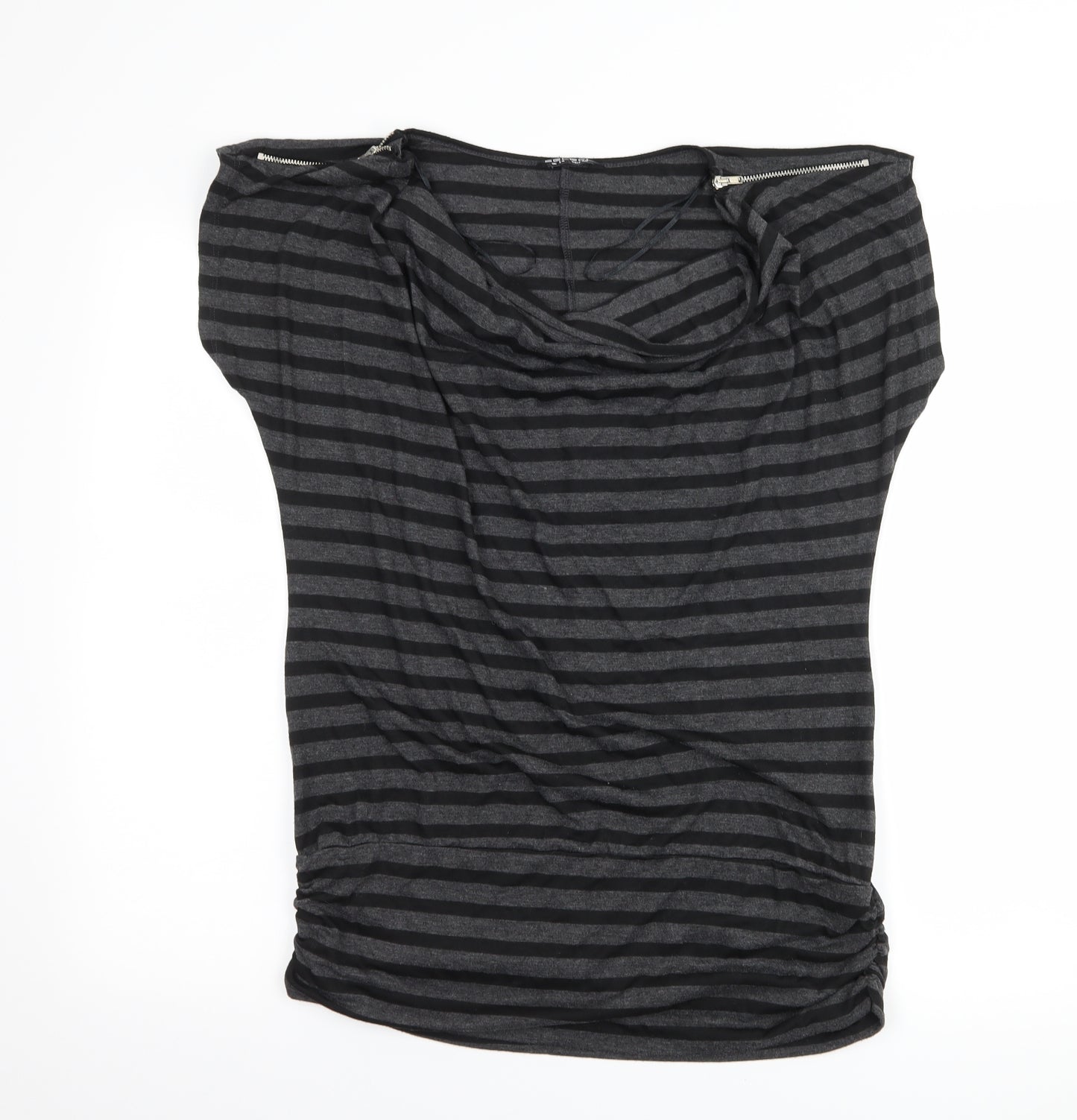 Select Womens Black Striped  Basic T-Shirt Size 14