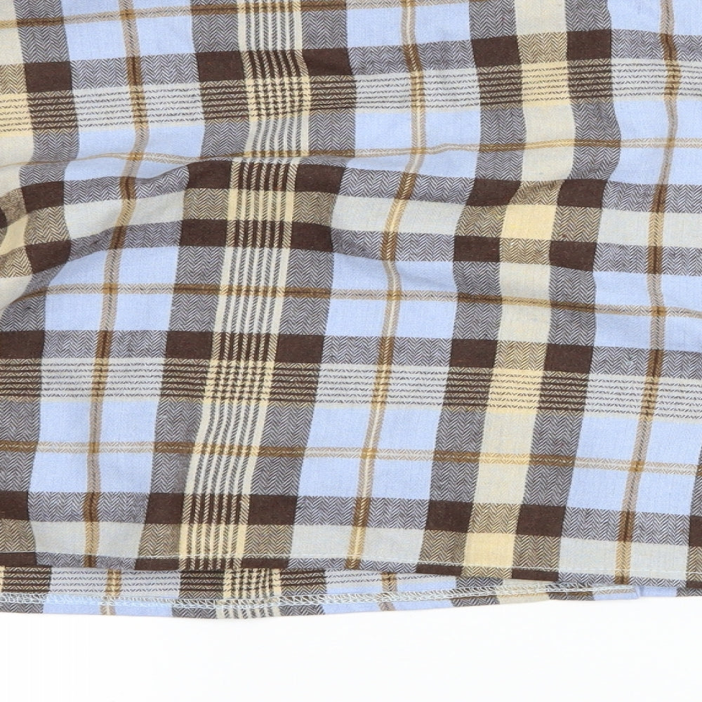 SheIn Womens Blue Check  Cropped Button-Up Size L