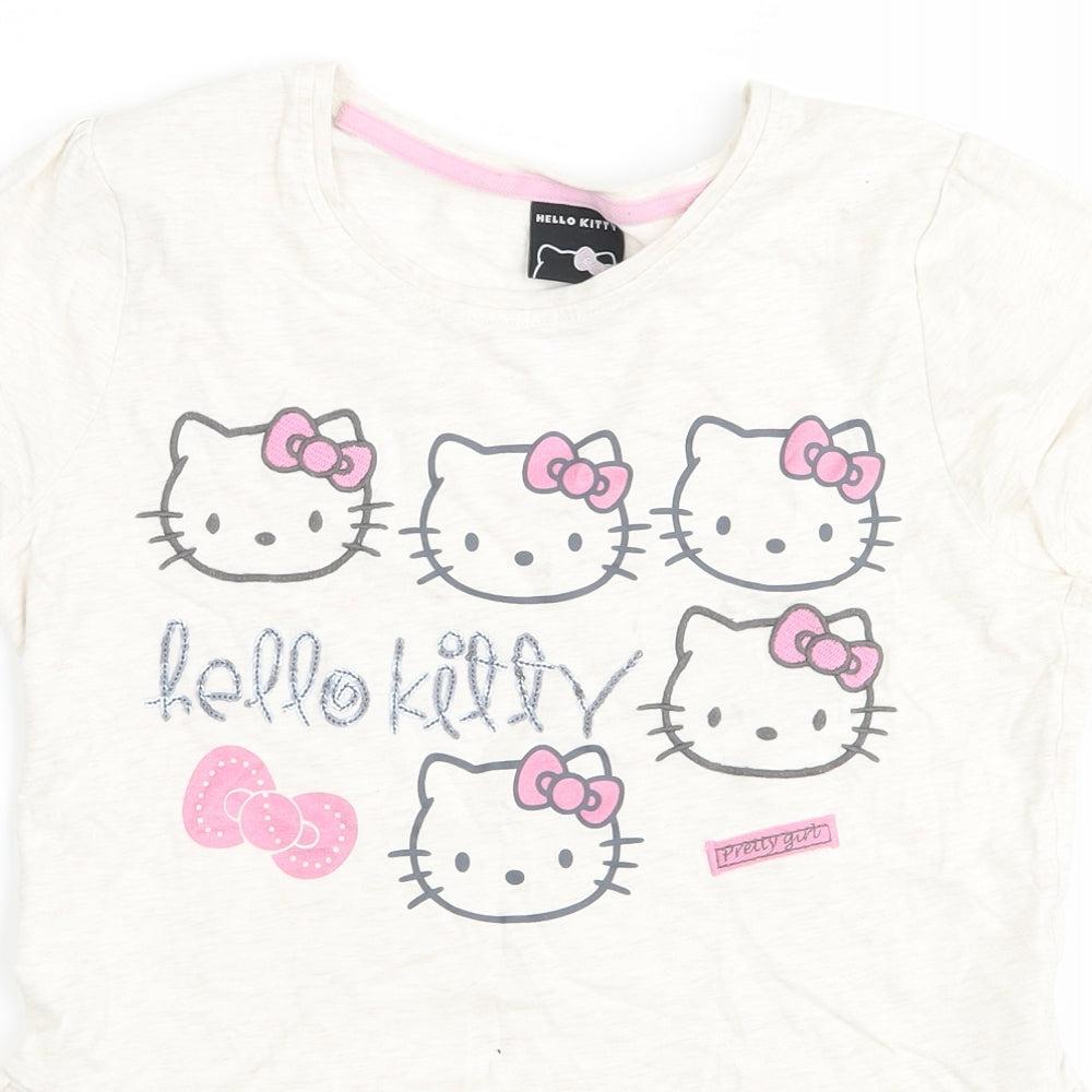 George Girls Ivory   Basic T-Shirt Size 11-12 Years  - Hello kitty