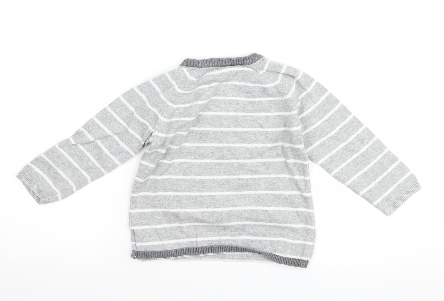 H&M Boys Grey Striped  Pullover Jumper Size 18-24 Months  - Anchor