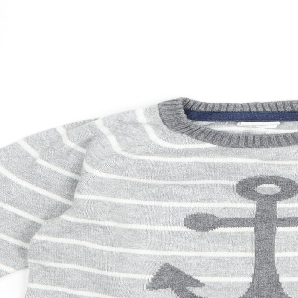 H&M Boys Grey Striped  Pullover Jumper Size 18-24 Months  - Anchor