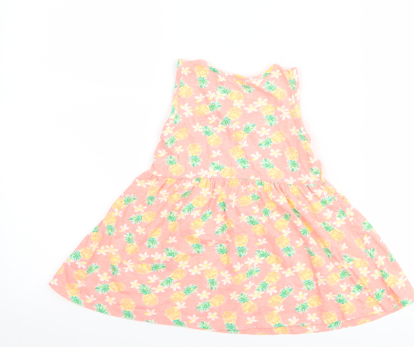 Primark Girls Pink Floral  Skater Dress  Size 2-3 Years  - pinapple print
