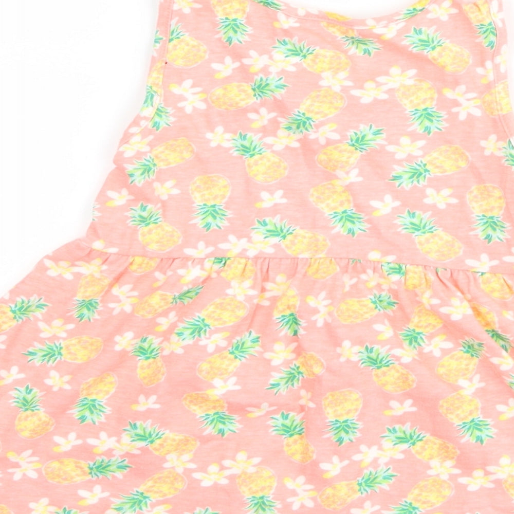 Primark Girls Pink Floral  Skater Dress  Size 2-3 Years  - pinapple print