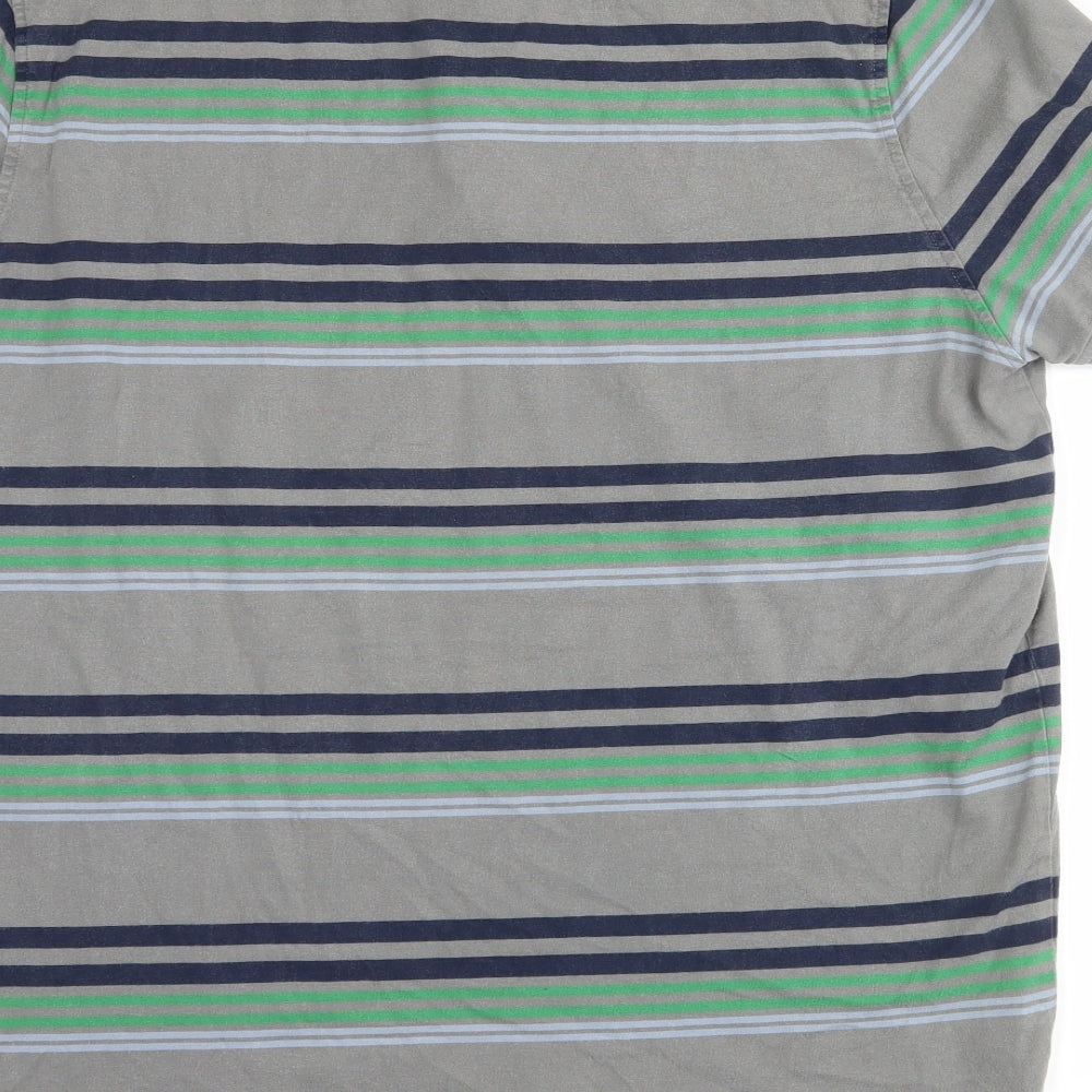 Animal Mens Grey Striped   Button-Up Size XL