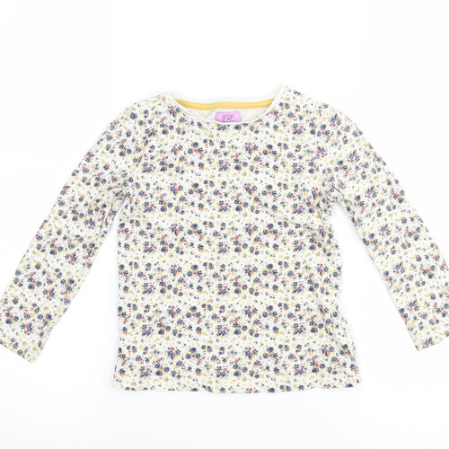 F&F Girls White Floral  Basic T-Shirt Size 4-5 Years