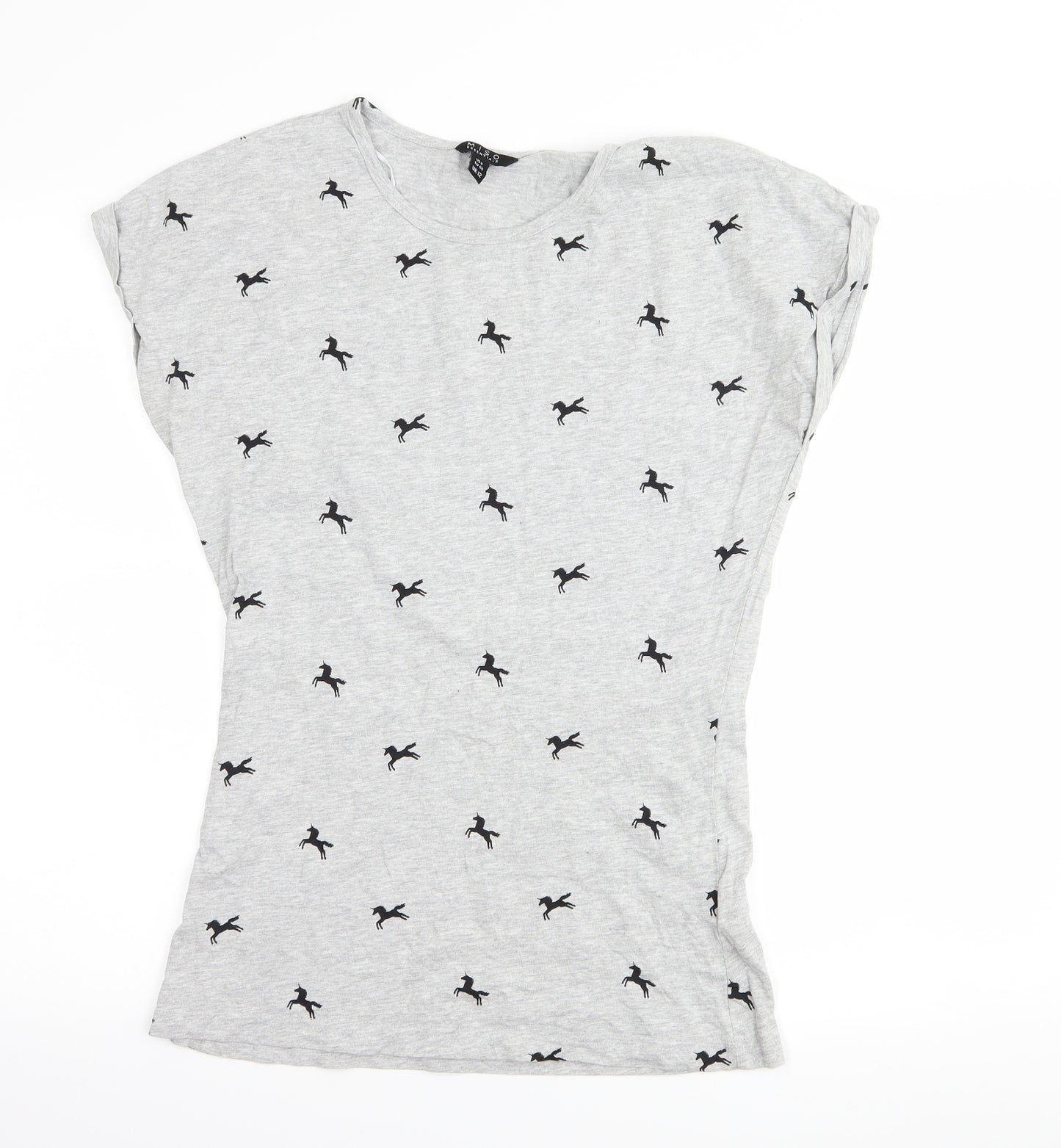 Miso Womens Grey   Basic T-Shirt Size 12  - Unicorn