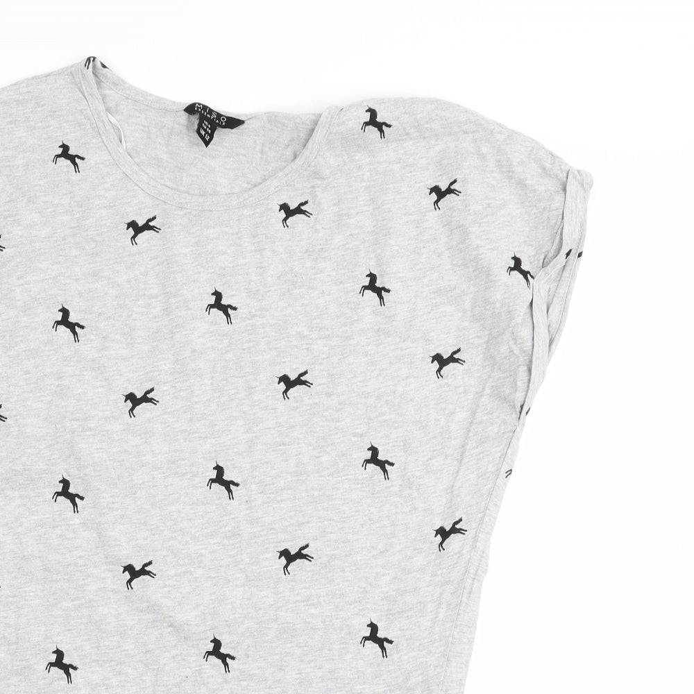 Miso Womens Grey   Basic T-Shirt Size 12  - Unicorn
