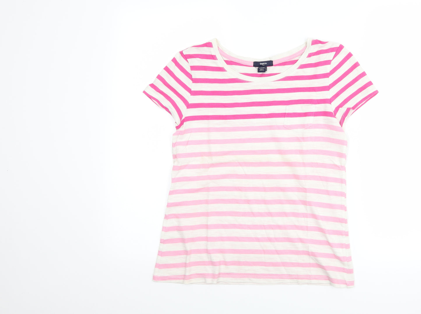 Gap Girls Pink Striped  Basic T-Shirt Size 13 Years