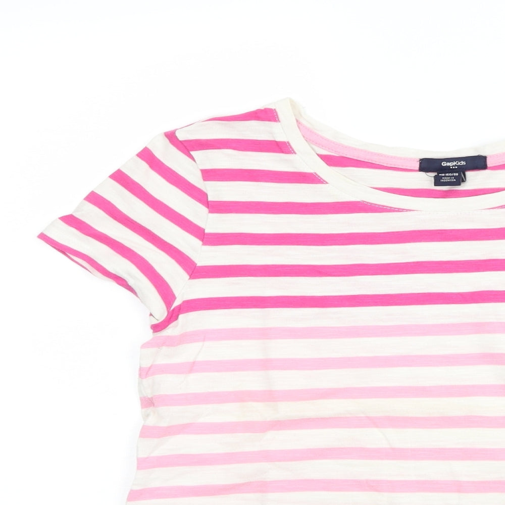 Gap Girls Pink Striped  Basic T-Shirt Size 13 Years