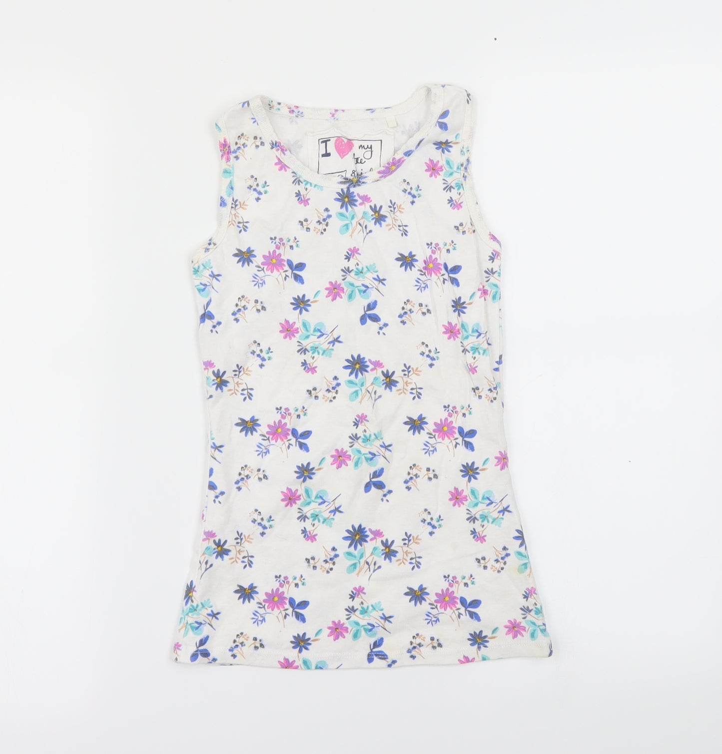 Next  Girls White Floral  Basic T-Shirt Size 9 Years