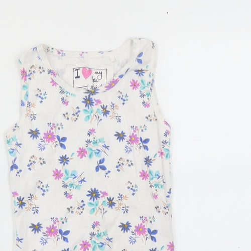 Next  Girls White Floral  Basic T-Shirt Size 9 Years