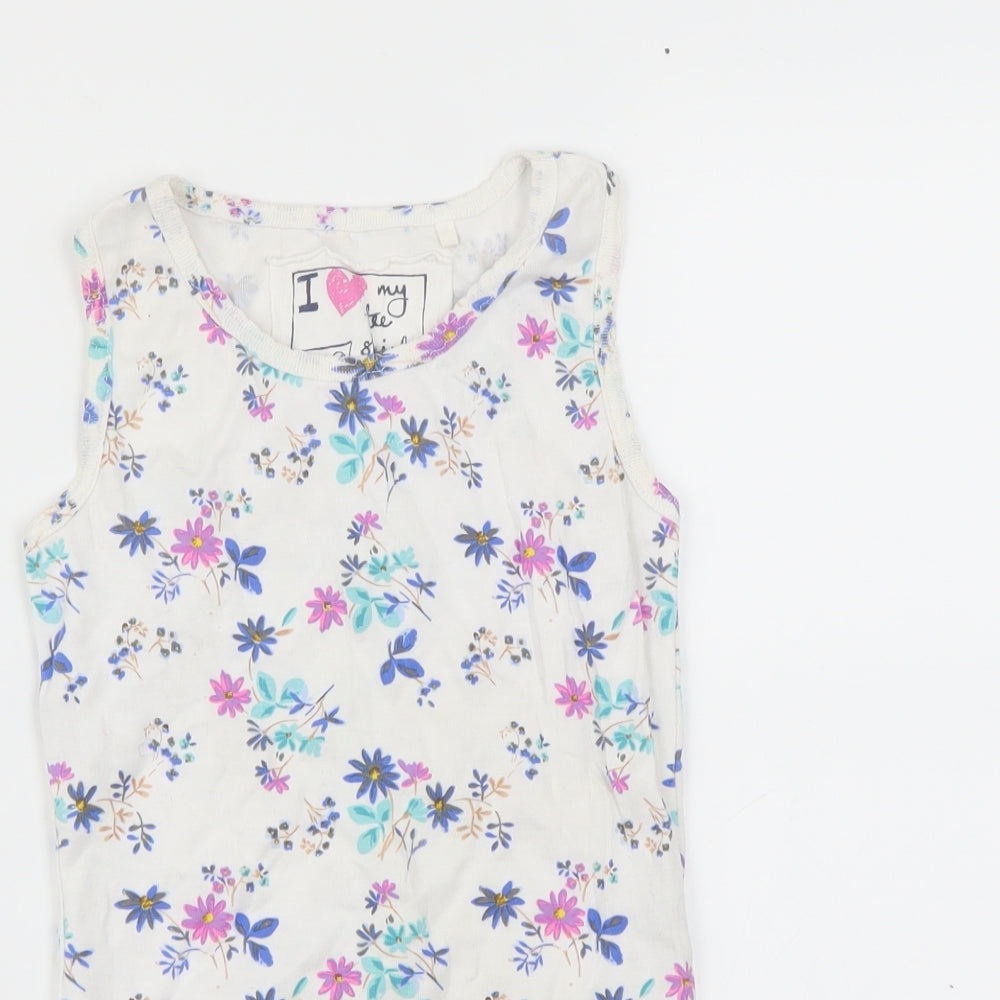 Next  Girls White Floral  Basic T-Shirt Size 9 Years