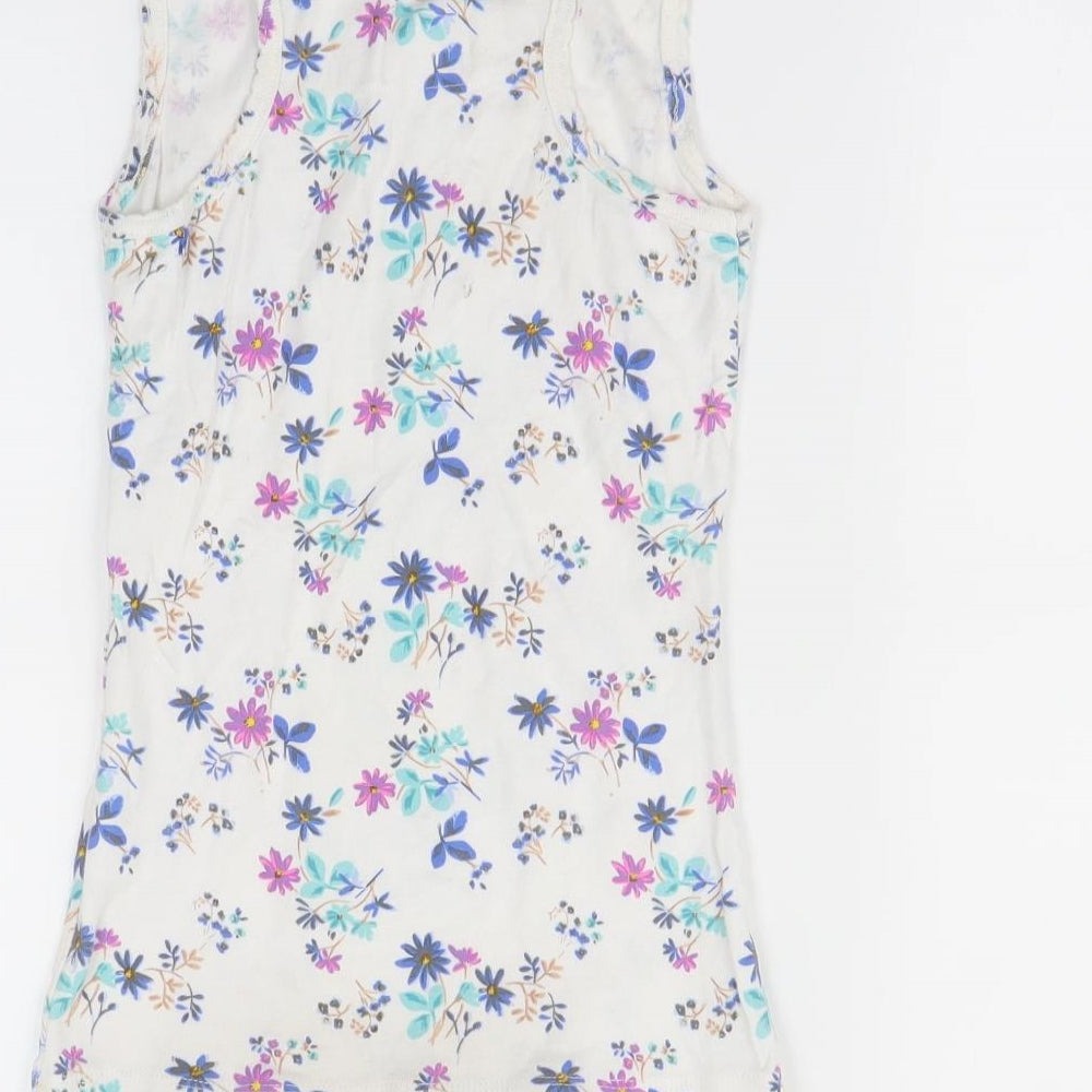 Next  Girls White Floral  Basic T-Shirt Size 9 Years