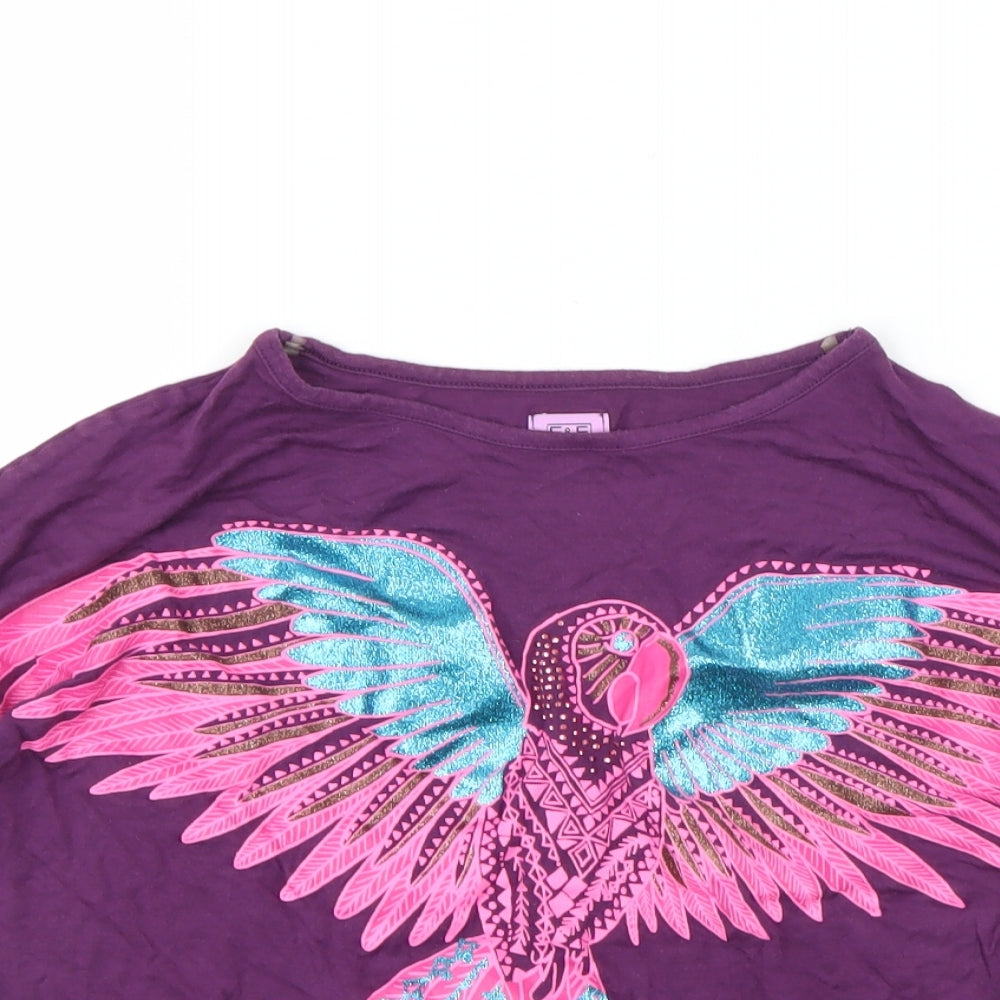 F&F Girls Purple   Basic T-Shirt Size 10-11 Years