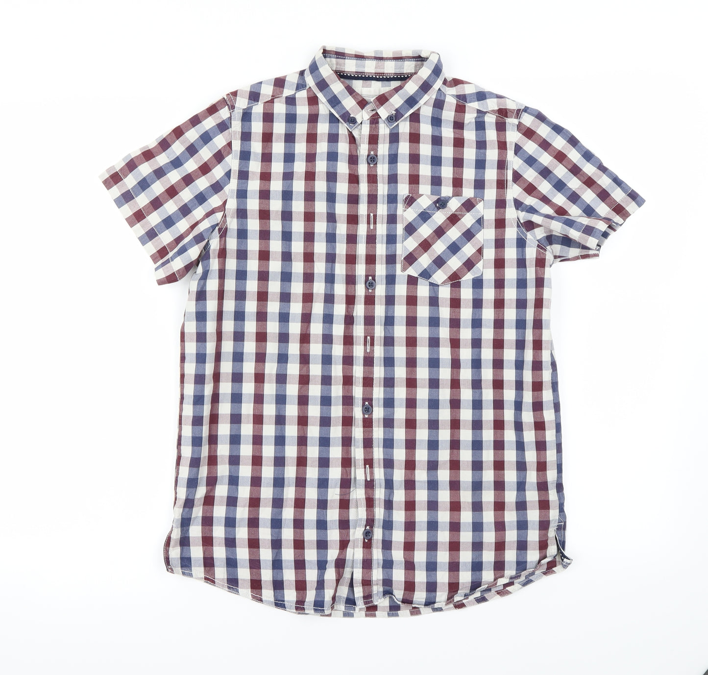 Preworn Boys Blue Check  Basic Button-Up Size 13 Years