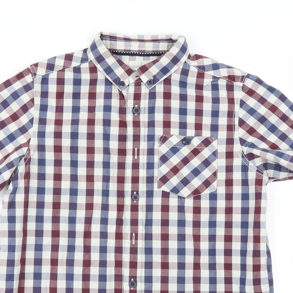 Preworn Boys Blue Check  Basic Button-Up Size 13 Years