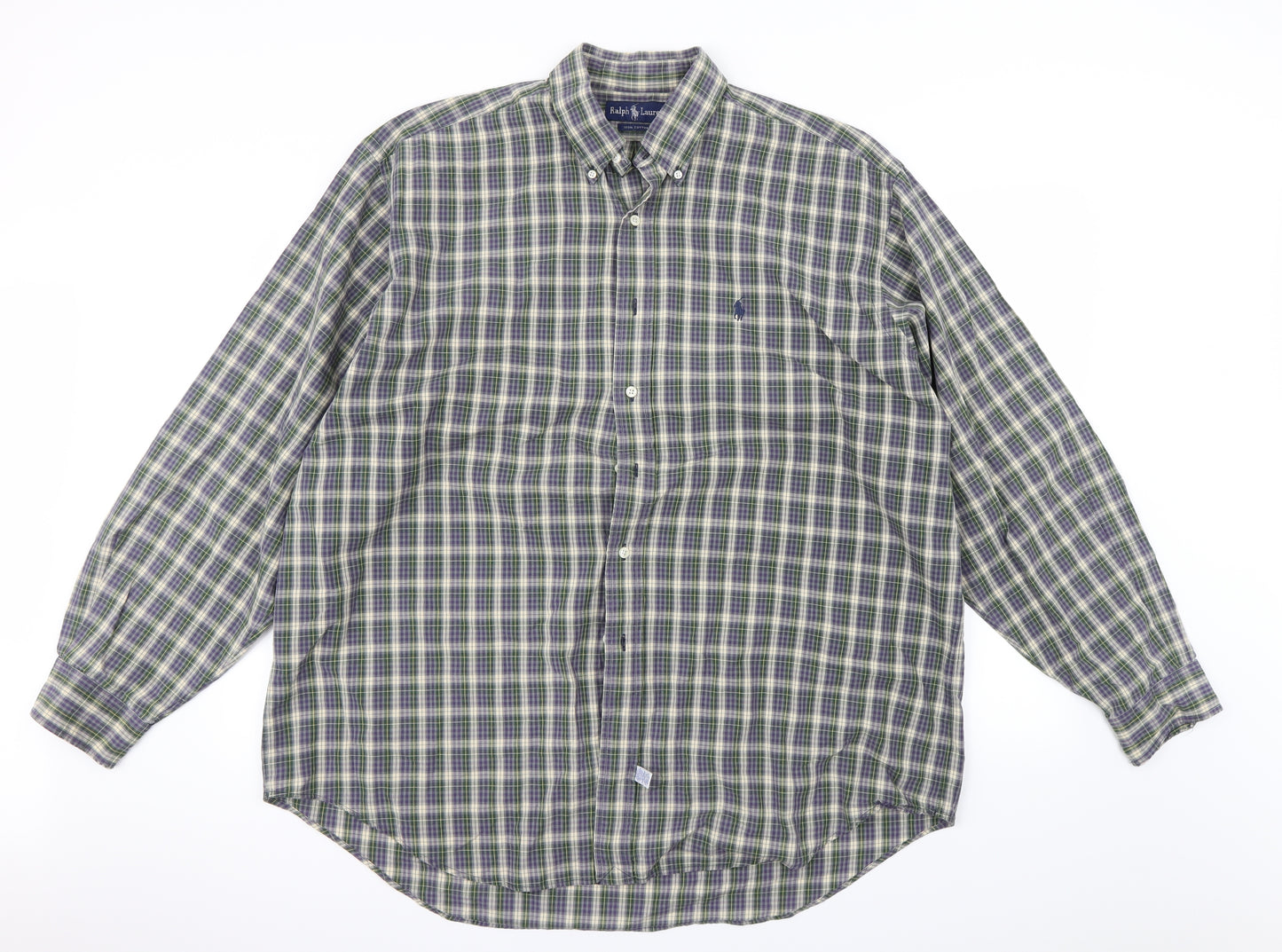 Ralph Lauren Mens Beige Check   Dress Shirt Size XL