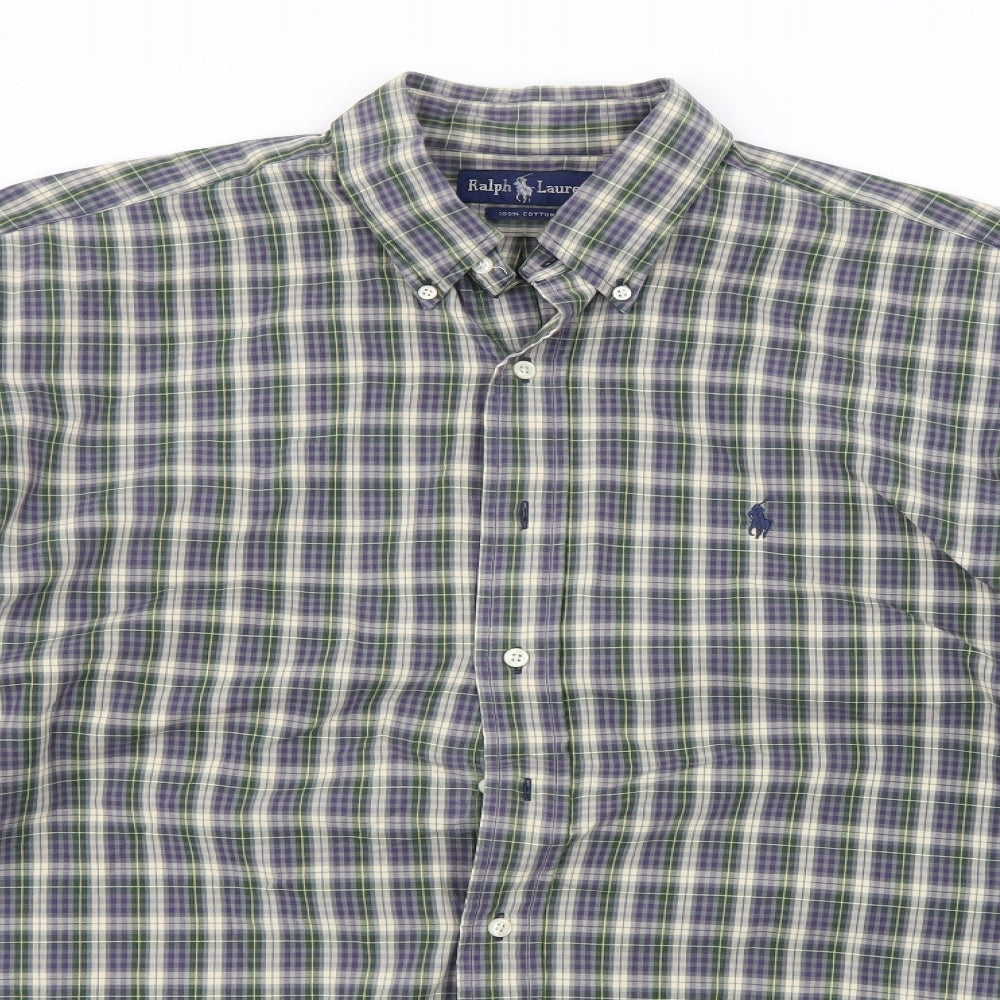 Ralph Lauren Mens Beige Check   Dress Shirt Size XL