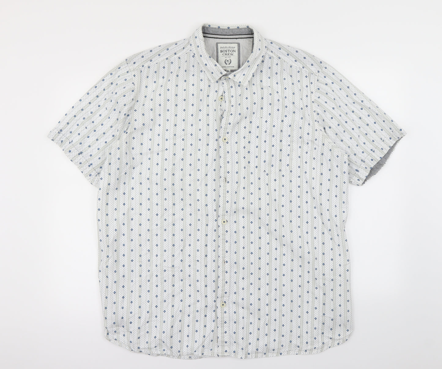 Boston crew Mens Blue Striped   Button-Up Size XL