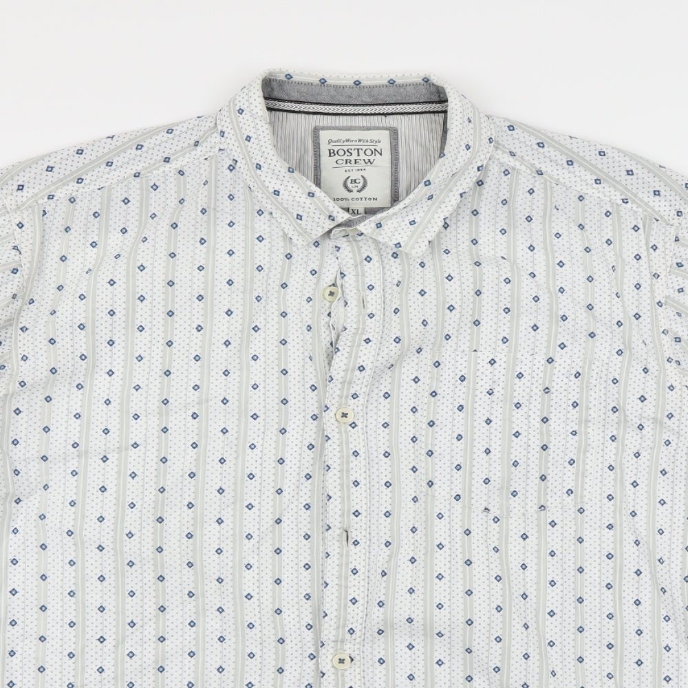 Boston crew Mens Blue Striped   Button-Up Size XL