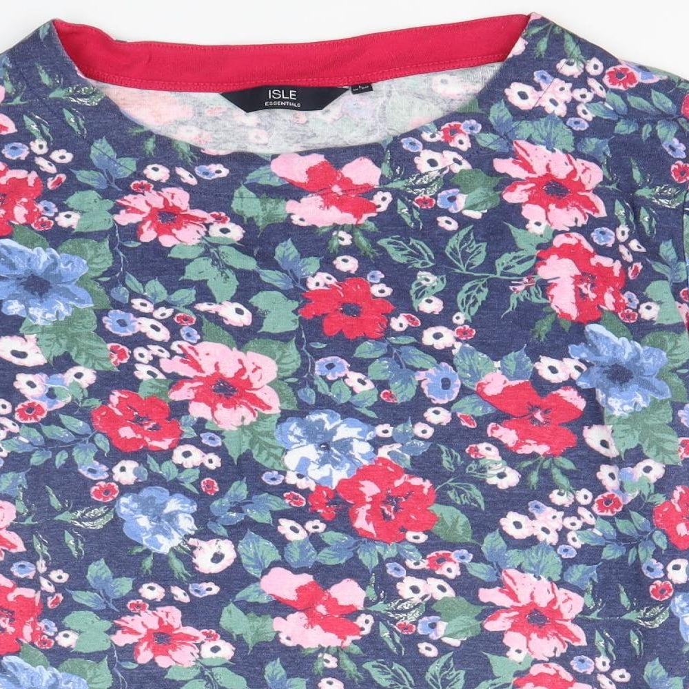 Isle Essentials Womens Multicoloured Floral  Basic T-Shirt Size 18