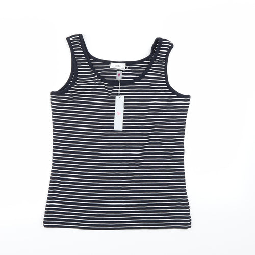 Alibi Womens Black Striped  Basic Tank Size L