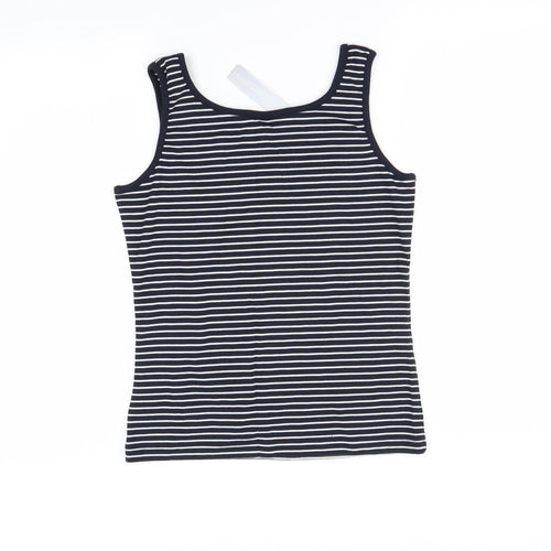 Alibi Womens Black Striped  Basic Tank Size L