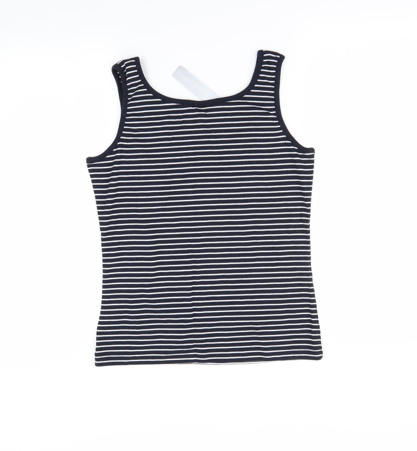 Alibi Womens Black Striped  Basic Tank Size L