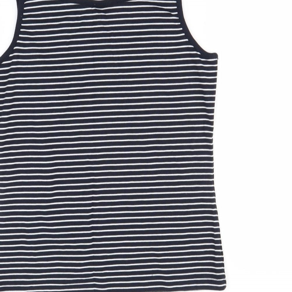 Alibi Womens Black Striped  Basic Tank Size L