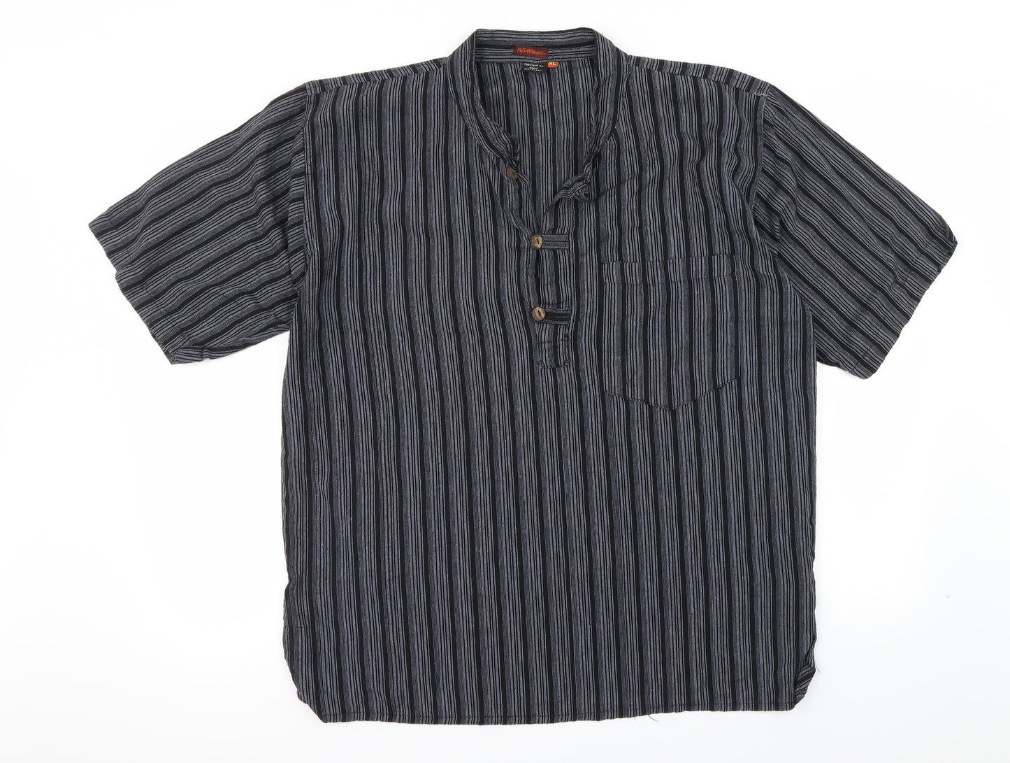 Namaste Mens Black Striped   T-Shirt Size XL