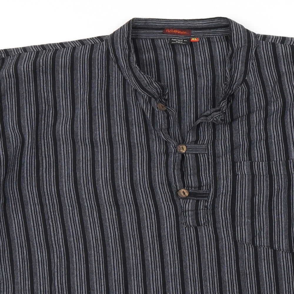 Namaste Mens Black Striped   T-Shirt Size XL