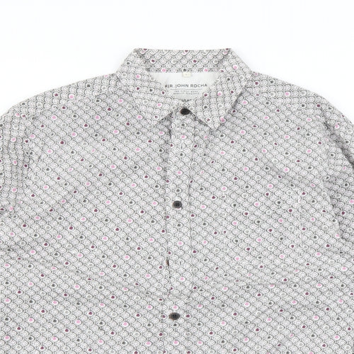 Rocha John Rocha Mens Multicoloured Geometric   Dress Shirt Size L