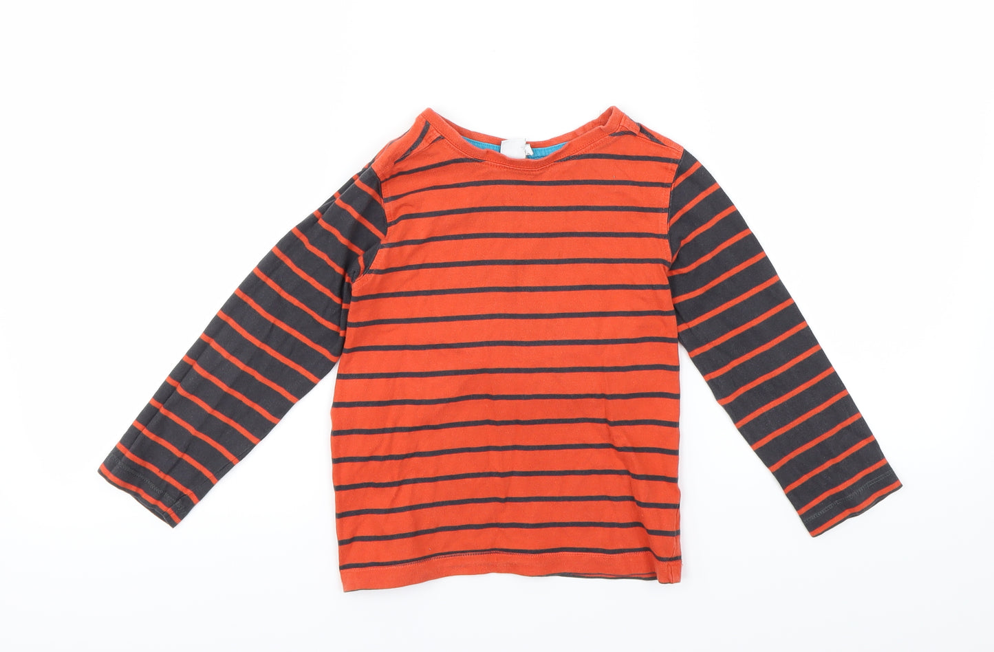 Mini Club Boys Orange Striped  Basic T-Shirt Size 5-6 Years