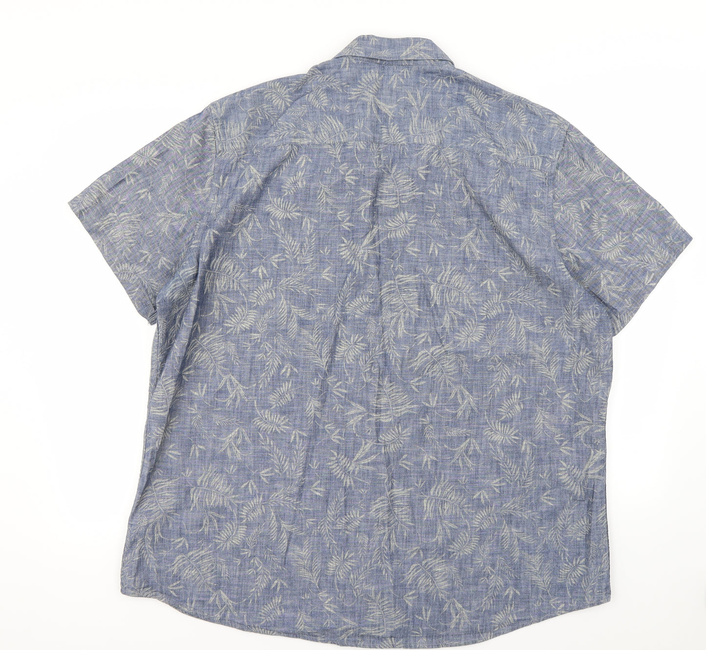 F&F Mens Blue Floral   Button-Up Size 2XL