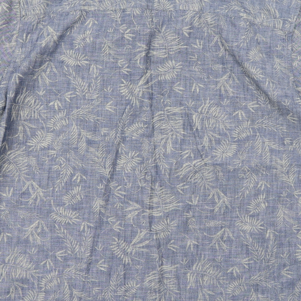 F&F Mens Blue Floral   Button-Up Size 2XL