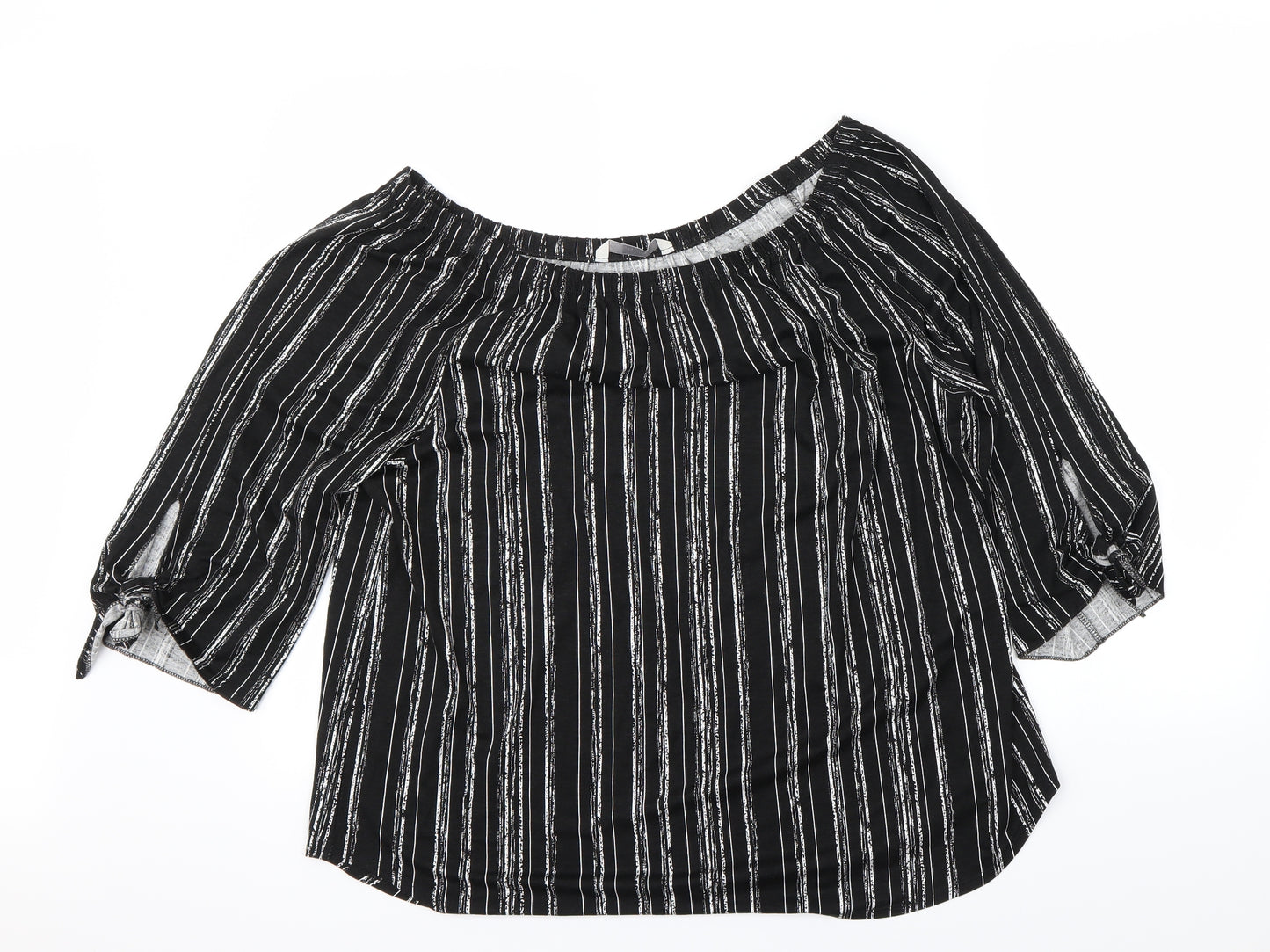 George Womens Black Striped  Basic Blouse Size 18