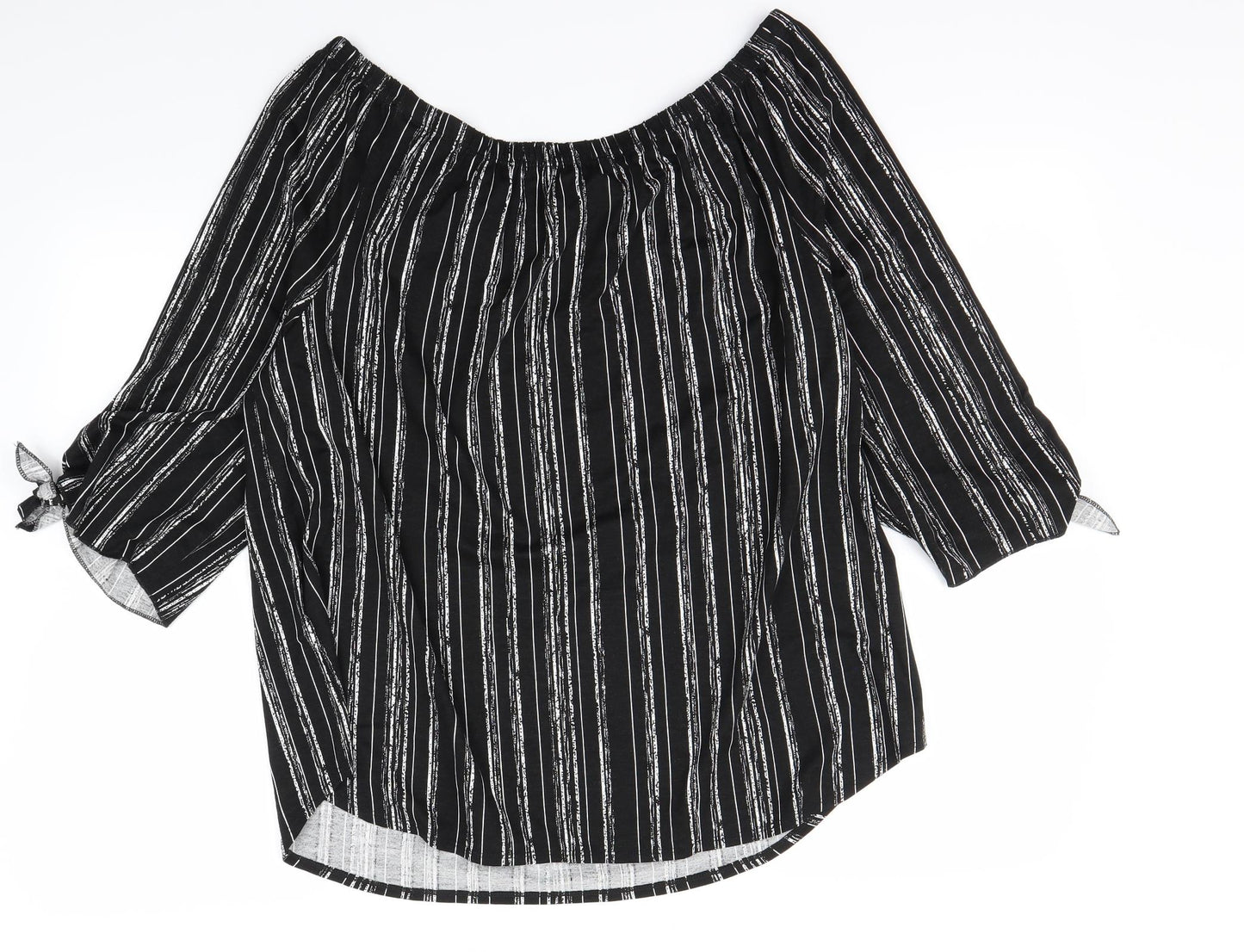 George Womens Black Striped  Basic Blouse Size 18