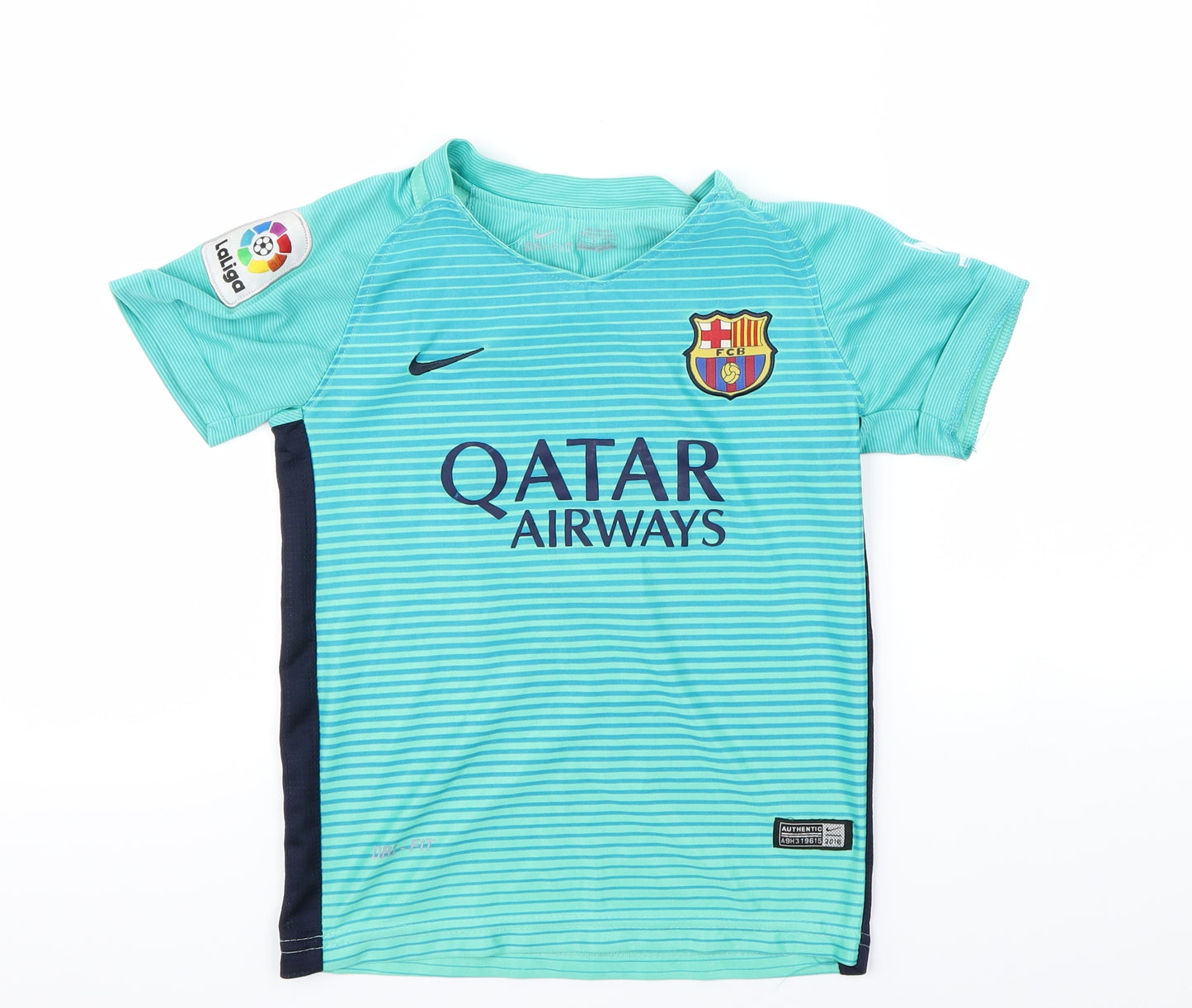 Nike Boys Green Striped  Basic T-Shirt Size 8 Years