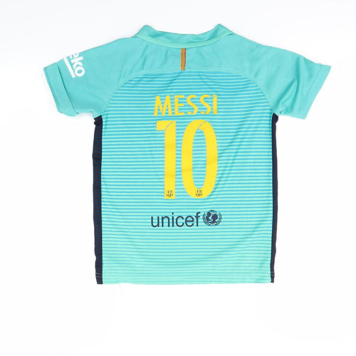 Nike Boys Green Striped  Basic T-Shirt Size 8 Years