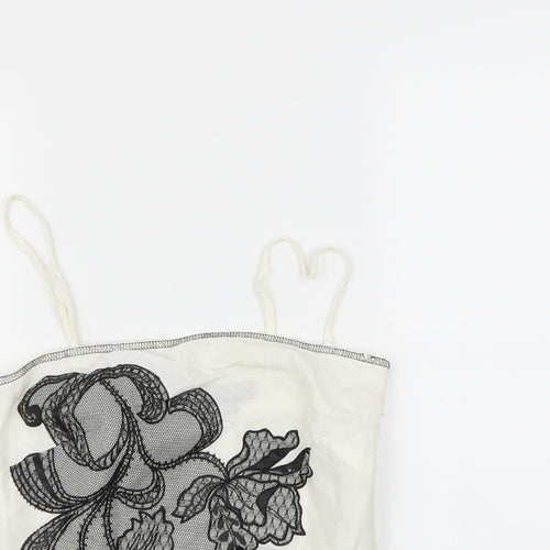 Warehouse Womens White Floral  Basic Tank Size 10