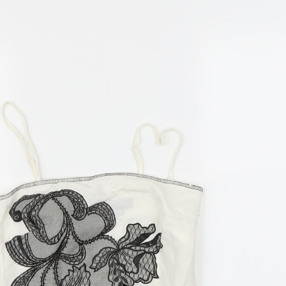 Warehouse Womens White Floral  Basic Tank Size 10