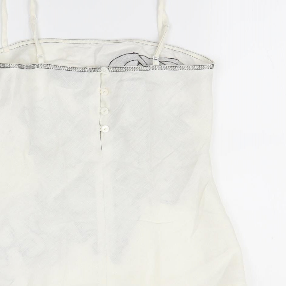 Warehouse Womens White Floral  Basic Tank Size 10