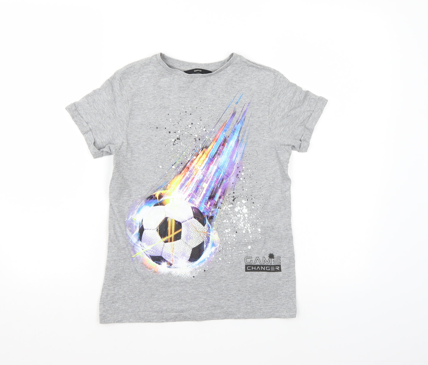 George Boys Grey   Basic T-Shirt Size 9-10 Years  - Football