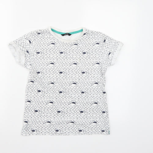 George Boys White   Basic T-Shirt Size 9-10 Years  - Shark print