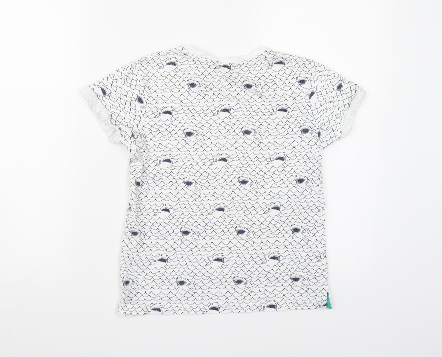 George Boys White   Basic T-Shirt Size 9-10 Years  - Shark print