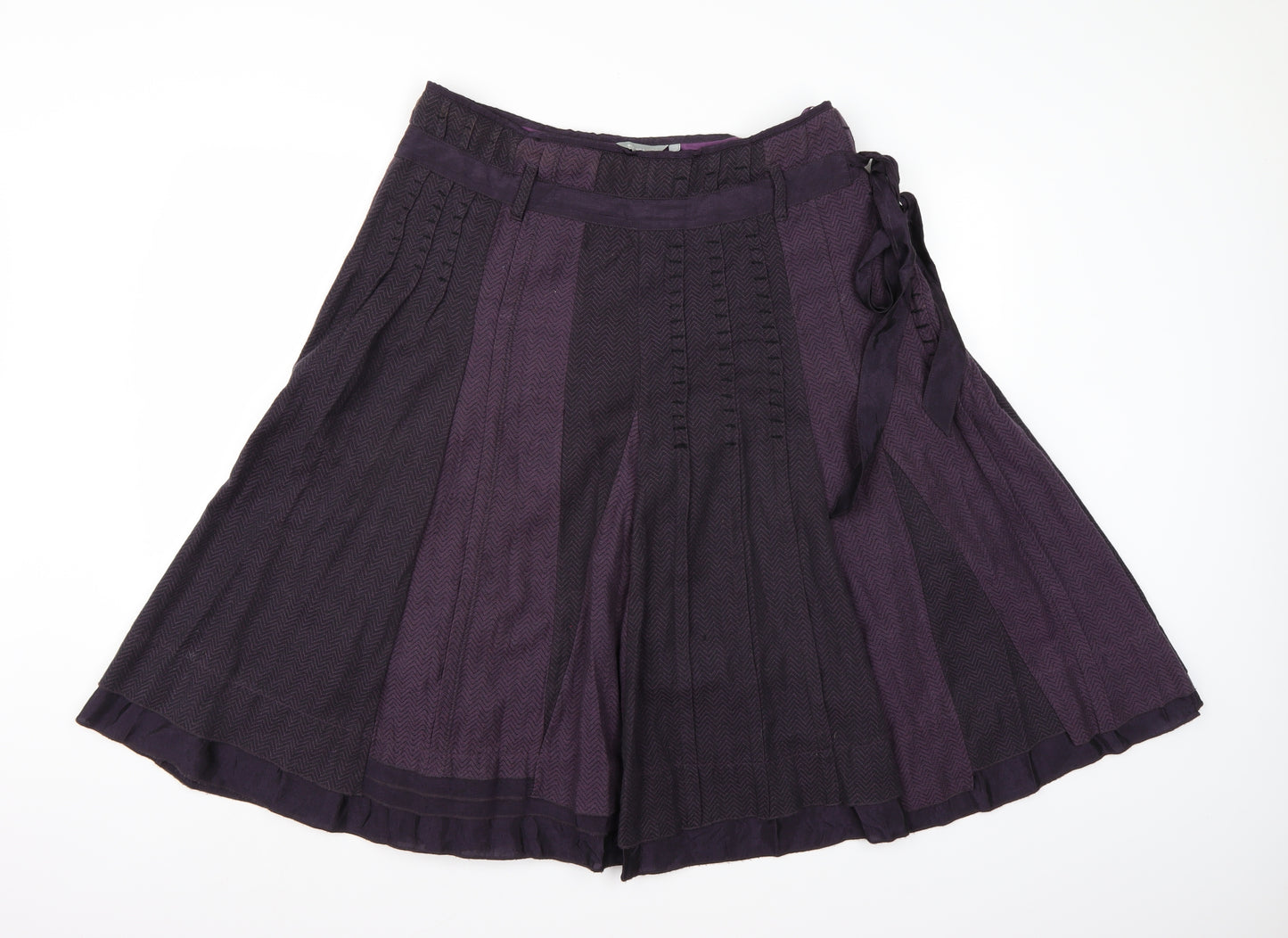 Per Una Womens Purple Herringbone  Pleated Skirt Size 16